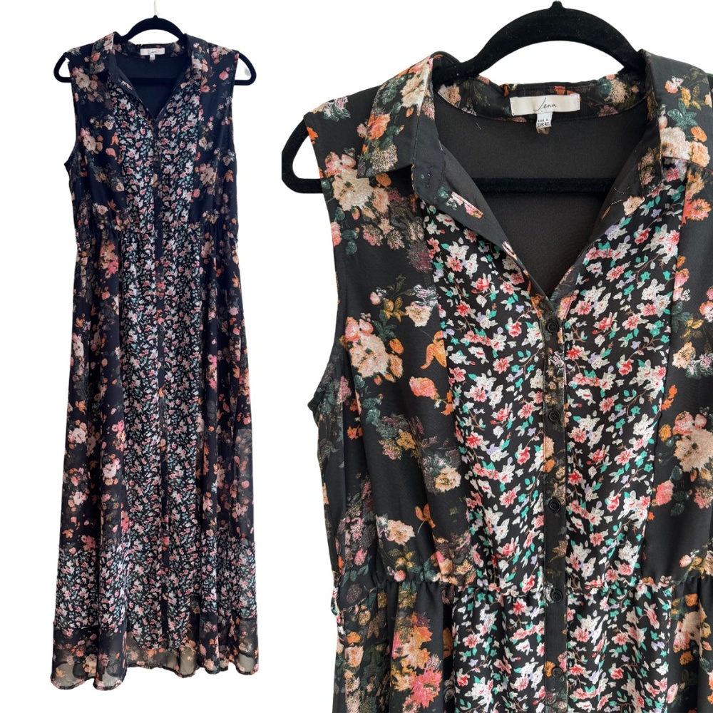 Country Western Floral Maxi Sleeveless Dress